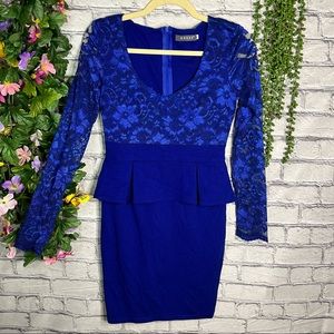 -💙2/$40💙NWOT Royal Blue Long Sleeve Bodycon Dress Size 4/ Small